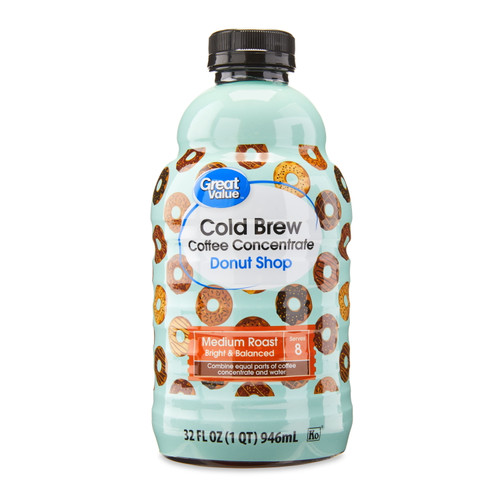 Great Value Donut Shop Cold Brew Coffee Concentrate, 32 Fl Oz
